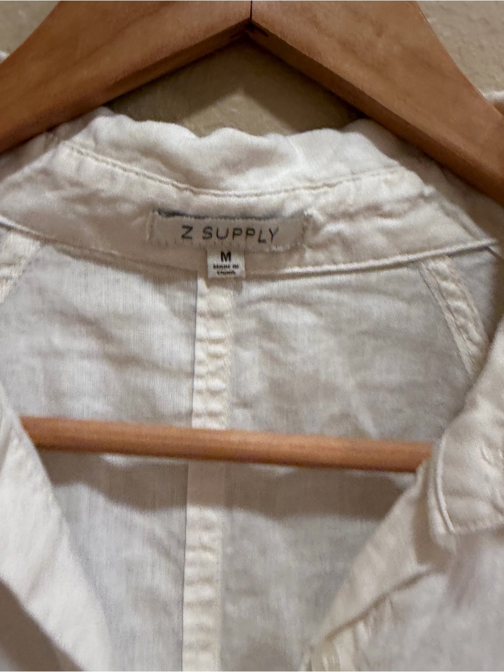 Z Supply Ivory Button-Down Shirt Linen Blend Medium - Picture 13 of 15